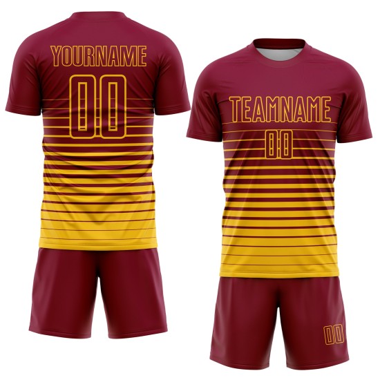 Uniform Gelb Custom Nadelstreifen Fußball Verblassen Jersey Mode Sublimation Kastanienbraun Uniform Gelb Custom Nadelstreifen Fußball Verblassen Jersey Mode Sublimation Kastanienbraun