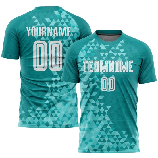 Weiße Uniform Drittes Custom Teal Sublimation Fußballtrikot Weiße Uniform Drittes Custom Teal Sublimation Fußballtrikot