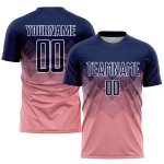 Sublimation Custom Uniform Navy-Weiß Medium Jersey Pink Fußball Sublimation Custom Uniform Navy-Weiß Medium Jersey Pink Fußball