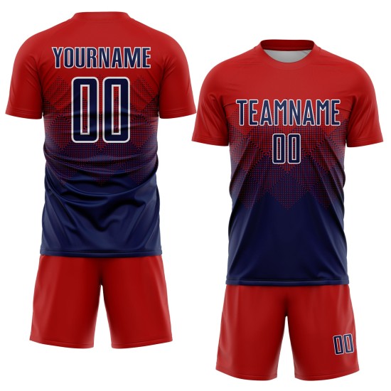 Uniform Rot Marine-Weiß Fußballtrikot Benutzerdefinierte Sublimation Uniform Rot Marine-Weiß Fußballtrikot Benutzerdefinierte Sublimation