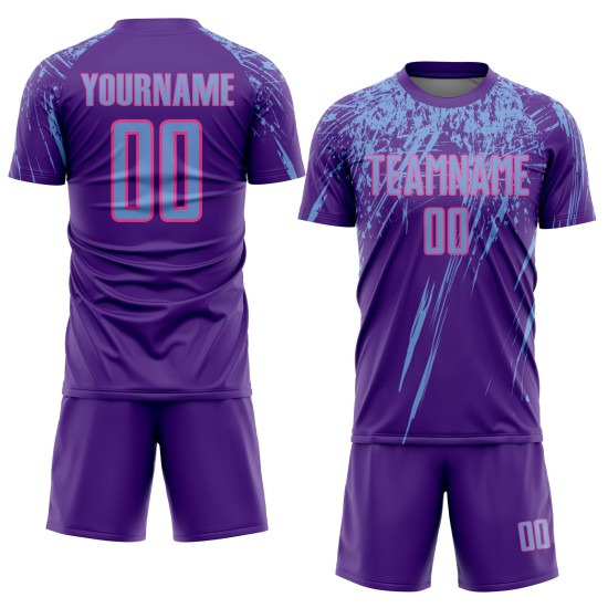 Lila Blau-Rosa Sublimation Jersey Uniform Custom Fußball Licht Lila Blau-Rosa Sublimation Jersey Uniform Custom Fußball Licht