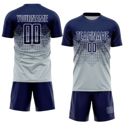 Silber Trikot Uniform Navy-Weiß Sublimation Custom Fußball Silber Trikot Uniform Navy-Weiß Sublimation Custom Fußball