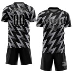 Fußball Sublimation Jersey Grau Schwarz-Weiß Uniform Custom Fußball Sublimation Jersey Grau Schwarz-Weiß Uniform Custom