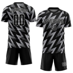Fußball Sublimation Jersey Grau Schwarz-Weiß Uniform Custom Fußball Sublimation Jersey Grau Schwarz-Weiß Uniform Custom