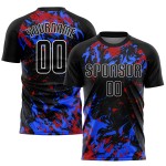 Royal-Red Sublimation Jersey Uniform Schwarz Fußball Schwarz Custom Royal-Red Sublimation Jersey Uniform Schwarz Fußball Schwarz Custom