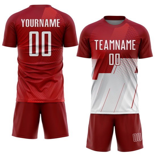 Fußball Sublimation Rot Custom Weiß Uniform Trikot Fußball Sublimation Rot Custom Weiß Uniform Trikot