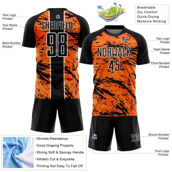 Orange Custom Jersey Sublimation Uniform Abstrakt Schwarz-Weiß Bay Fluid Soccer Orange Custom Jersey Sublimation Uniform Abstrakt Schwarz-Weiß Bay Fluid Soccer