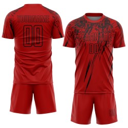 Rote Sublimation Custom Jersey Fußballuniform Schwarz Rote Sublimation Custom Jersey Fußballuniform Schwarz