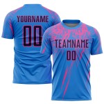 Uniform Pulver Navy-Pink Sublimation Blau Fußball Jersey Custom Uniform Pulver Navy-Pink Sublimation Blau Fußball Jersey Custom