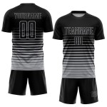 Schwarz Fashion Fade Sublimation Uniform Nadelstreifen Custom Jersey Grau Fußball Schwarz Fashion Fade Sublimation Uniform Nadelstreifen Custom Jersey Grau Fußball