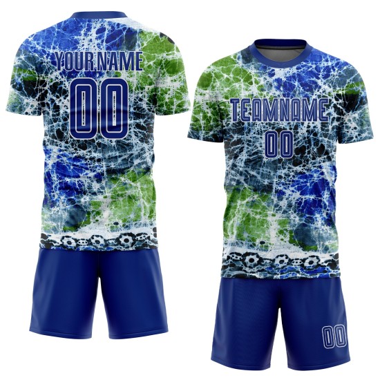 Fußball Royal-White Tie Jersey Custom Dye Uniform Sublimation Fußball Royal-White Tie Jersey Custom Dye Uniform Sublimation