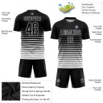 Verblassen Weiß Nadelstreifen Benutzerdefinierte Schwarz Uniform Sublimation Fußball Jersey Mode Verblassen Weiß Nadelstreifen Benutzerdefinierte Schwarz Uniform Sublimation Fußball Jersey Mode