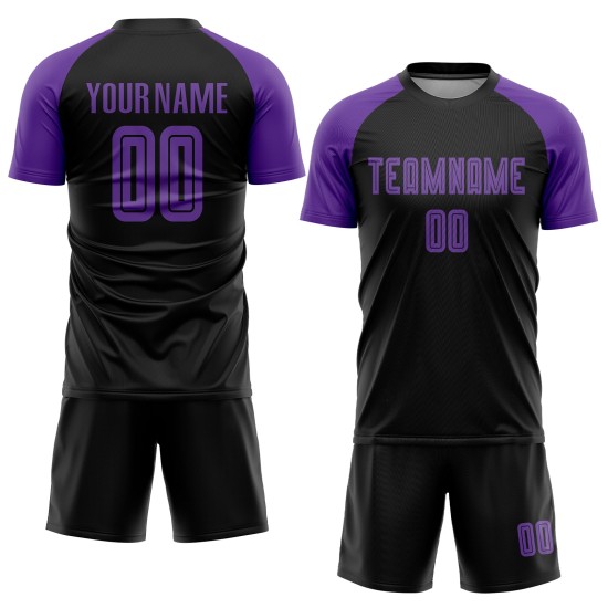 Uniform Fußball Lila Trikot Schwarz Benutzerdefinierte Sublimation Uniform Fußball Lila Trikot Schwarz Benutzerdefinierte Sublimation
