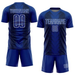 Benutzerdefinierte Blau US Navy Schwarz-Weiß Sublimation Jersey Linien Fußballuniform Benutzerdefinierte Blau US Navy Schwarz-Weiß Sublimation Jersey Linien Fußballuniform