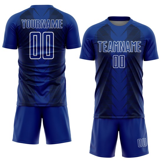 Benutzerdefinierte Blau US Navy Schwarz-Weiß Sublimation Jersey Linien Fußballuniform Benutzerdefinierte Blau US Navy Schwarz-Weiß Sublimation Jersey Linien Fußballuniform
