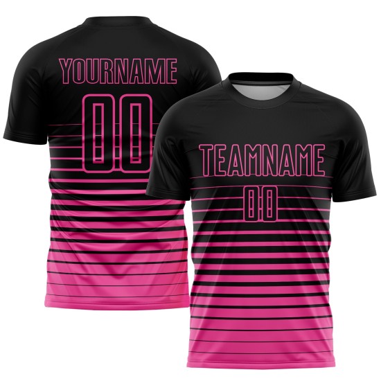 Rosa Nadelstreifen Sublimation Fußball Verblassen Uniform Jersey Schwarz Mode Custom Rosa Nadelstreifen Sublimation Fußball Verblassen Uniform Jersey Schwarz Mode Custom