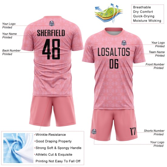 Fußballuniform Rosa Trikot Formen Rosa Mittel Geometrisch Schwarzlicht Sublimation Custom Fußballuniform Rosa Trikot Formen Rosa Mittel Geometrisch Schwarzlicht Sublimation Custom