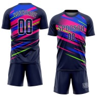 Fußball Figur Trikot Sublimation Custom Royal-Pink Uniform Navy Fußball Figur Trikot Sublimation Custom Royal-Pink Uniform Navy