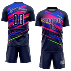 Fußball Figur Trikot Sublimation Custom Royal-Pink Uniform Navy Fußball Figur Trikot Sublimation Custom Royal-Pink Uniform Navy