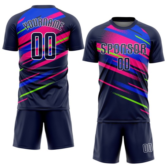 Fußball Figur Trikot Sublimation Custom Royal-Pink Uniform Navy Fußball Figur Trikot Sublimation Custom Royal-Pink Uniform Navy