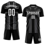 Sublimation Schwarz Custom Weiß-Grau Uniform Jersey Fußball Sublimation Schwarz Custom Weiß-Grau Uniform Jersey Fußball