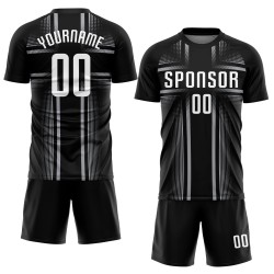Sublimation Schwarz Custom Weiß-Grau Uniform Jersey Fußball Sublimation Schwarz Custom Weiß-Grau Uniform Jersey Fußball