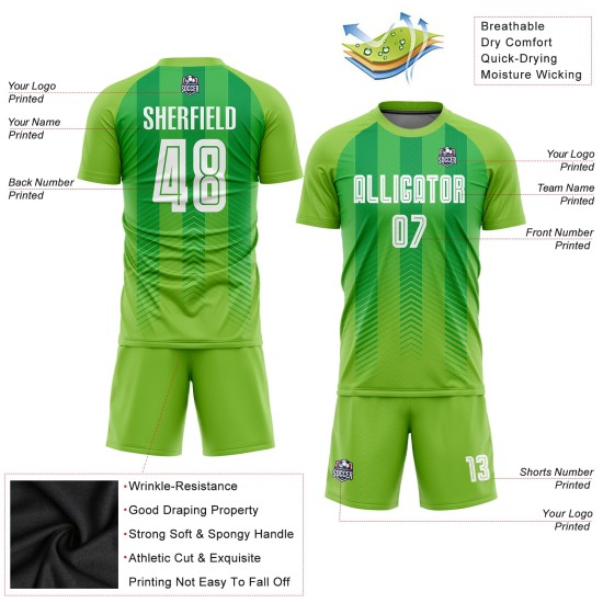 Jersey Neon Custom Uniform Grün Grün Fußball Weiß-Kelly Sublimation Jersey Neon Custom Uniform Grün Grün Fußball Weiß-Kelly Sublimation