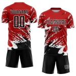Sublimation Custom Abstrakte Fußball Uniform Rot Schwarz-Weiß Fragment Art Splash Jersey Sublimation Custom Abstrakte Fußball Uniform Rot Schwarz-Weiß Fragment Art Splash Jersey