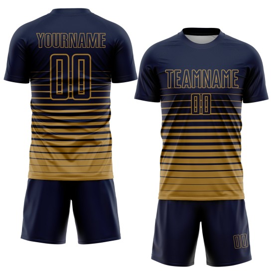 Sublimation Gold Nadelstreifen Navy Fußball Verblassen Uniform Jersey Custom Old Fashion Sublimation Gold Nadelstreifen Navy Fußball Verblassen Uniform Jersey Custom Old Fashion