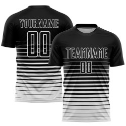 Verblassen Weiß Nadelstreifen Benutzerdefinierte Schwarz Uniform Sublimation Fußball Jersey Mode