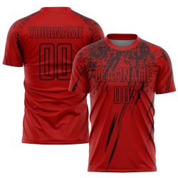 Rote Sublimation Custom Jersey Fußballuniform Schwarz