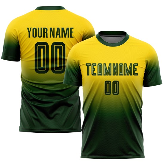 Uniform Sublimation Custom Green Fade Fashion Fußball Jersey Gold Uniform Sublimation Custom Green Fade Fashion Fußball Jersey Gold