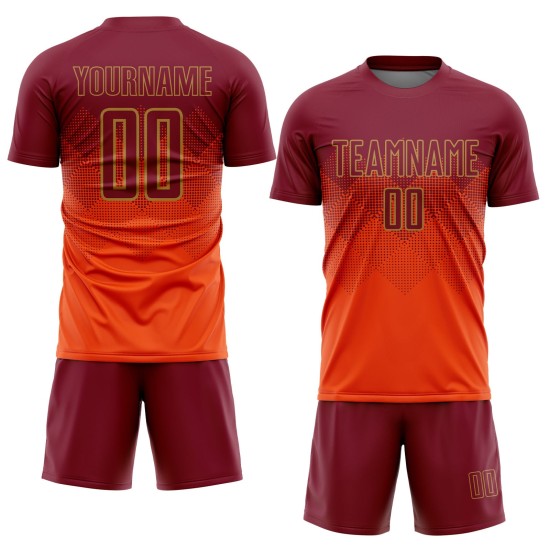 Uniform Gold Sublimation Jersey Fußball Orange Custom Crimson-Old Uniform Gold Sublimation Jersey Fußball Orange Custom Crimson-Old