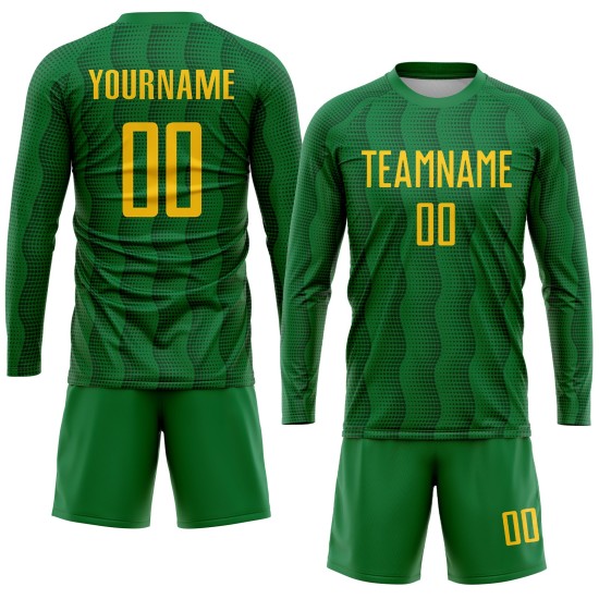 Fußballuniform Gold Grün Trikot Kelly Sublimation Custom Fußballuniform Gold Grün Trikot Kelly Sublimation Custom