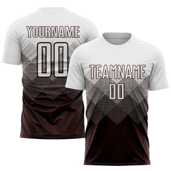 Benutzerdefinierte weiße Fußball-Trikot Uniform Sublimation braun Benutzerdefinierte weiße Fußball-Trikot Uniform Sublimation braun
