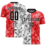 Jersey Sublimation Custom Rot Schwarz-Weiß Fußballuniform Jersey Sublimation Custom Rot Schwarz-Weiß Fußballuniform