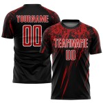 Benutzerdefinierte Uniform Rot-Weiß Trikot Schwarz Sublimation Fußball Benutzerdefinierte Uniform Rot-Weiß Trikot Schwarz Sublimation Fußball