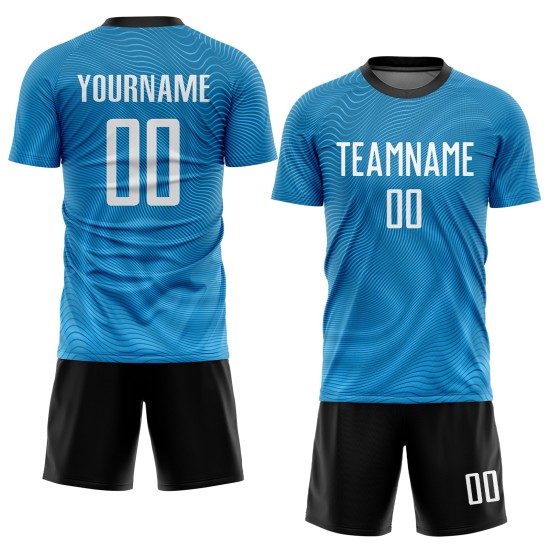 Fußball Sublimation Licht Custom Weiß-Schwarz Uniform Jersey Blau Fußball Sublimation Licht Custom Weiß-Schwarz Uniform Jersey Blau