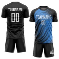 Blaues Trikot Sublimation Light Uniform Custom Soccer Weiß-Schwarz Blaues Trikot Sublimation Light Uniform Custom Soccer Weiß-Schwarz