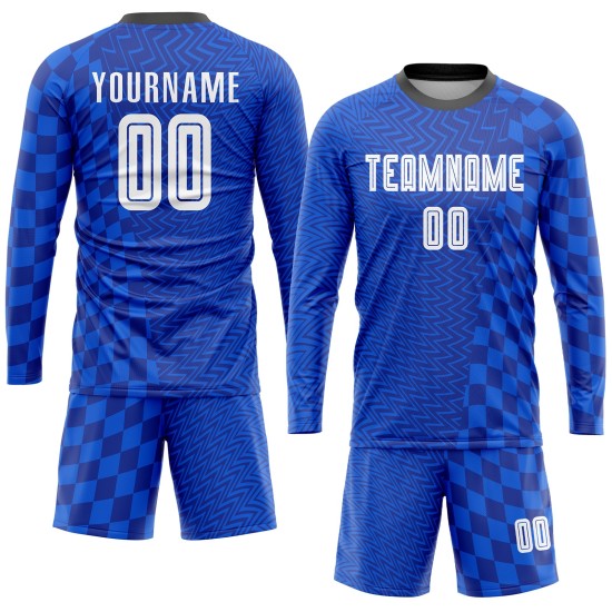 Fußball Royal Trikot Sublimation Uniform Weiß-Schwarz Custom Fußball Royal Trikot Sublimation Uniform Weiß-Schwarz Custom