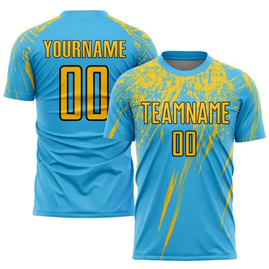 Trikot Blau Sublimation Uniform Custom Gelb-Schwarz Fußball Himmel Trikot Blau Sublimation Uniform Custom Gelb-Schwarz Fußball Himmel