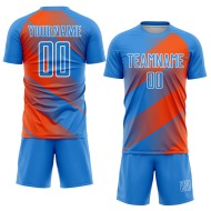 Benutzerdefinierte Pulver Orange-Weiß Uniform Blau Sublimation Jersey Fußball Linie Benutzerdefinierte Pulver Orange-Weiß Uniform Blau Sublimation Jersey Fußball Linie