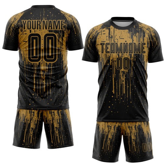 Sublimation Fußball Gold Jersey Schwarz Custom Uniform Alt Sublimation Fußball Gold Jersey Schwarz Custom Uniform Alt