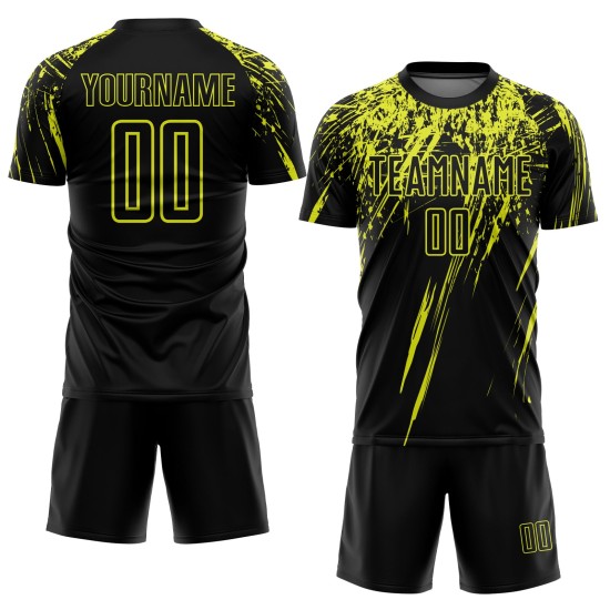 Sublimation Schwarz Neon Jersey Gelb Custom Uniform Fußball Sublimation Schwarz Neon Jersey Gelb Custom Uniform Fußball