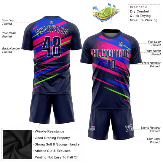Fußball Figur Trikot Sublimation Custom Royal-Pink Uniform Navy Fußball Figur Trikot Sublimation Custom Royal-Pink Uniform Navy