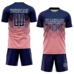 Sublimation Custom Uniform Navy-Weiß Medium Jersey Pink Fußball Sublimation Custom Uniform Navy-Weiß Medium Jersey Pink Fußball