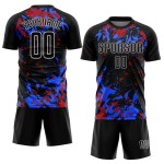 Royal-Red Sublimation Jersey Uniform Schwarz Fußball Schwarz Custom Royal-Red Sublimation Jersey Uniform Schwarz Fußball Schwarz Custom