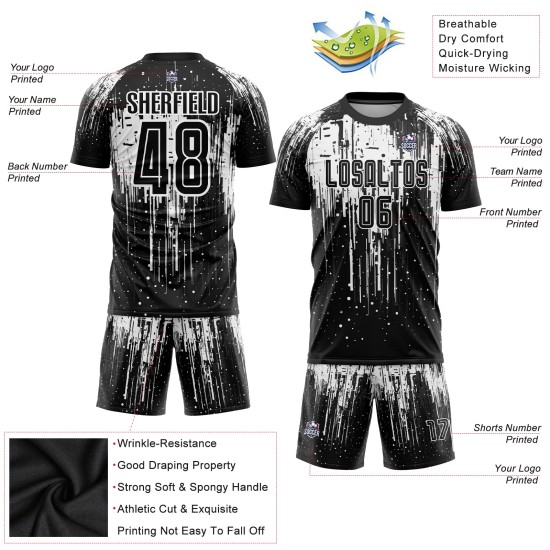 Uniform Trikot Schwarz Fußball Sublimation Weiß Custom Uniform Trikot Schwarz Fußball Sublimation Weiß Custom