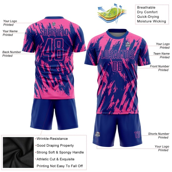 Fußballuniform Sublimation Royal Custom Pink Jersey Fußballuniform Sublimation Royal Custom Pink Jersey