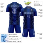 Benutzerdefinierte Blau US Navy Schwarz-Weiß Sublimation Jersey Linien Fußballuniform Benutzerdefinierte Blau US Navy Schwarz-Weiß Sublimation Jersey Linien Fußballuniform